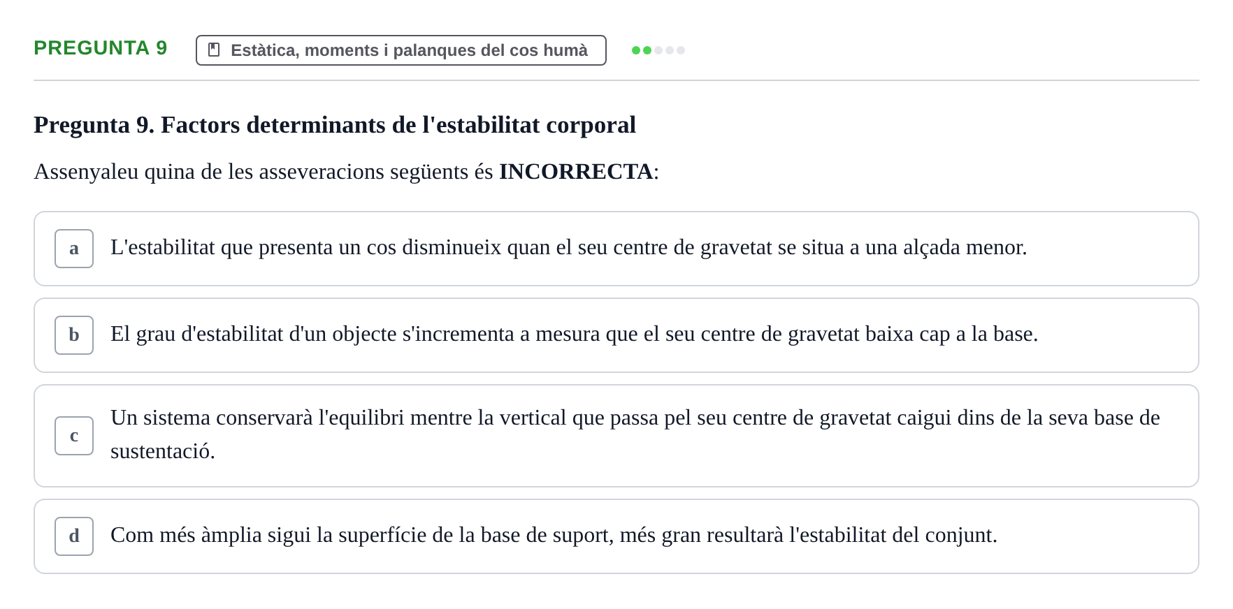 Enunciado: Pregunta 9 · Física Aplicada UAB 2023