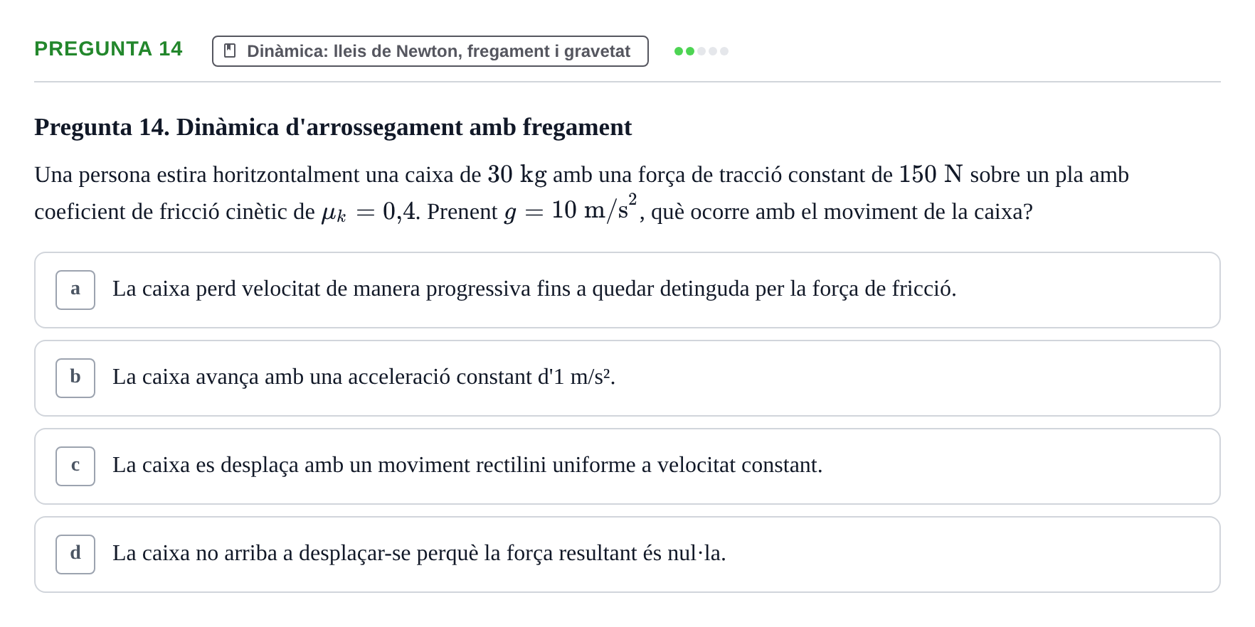Enunciado: Pregunta 14 · Física Aplicada UAB 2023
