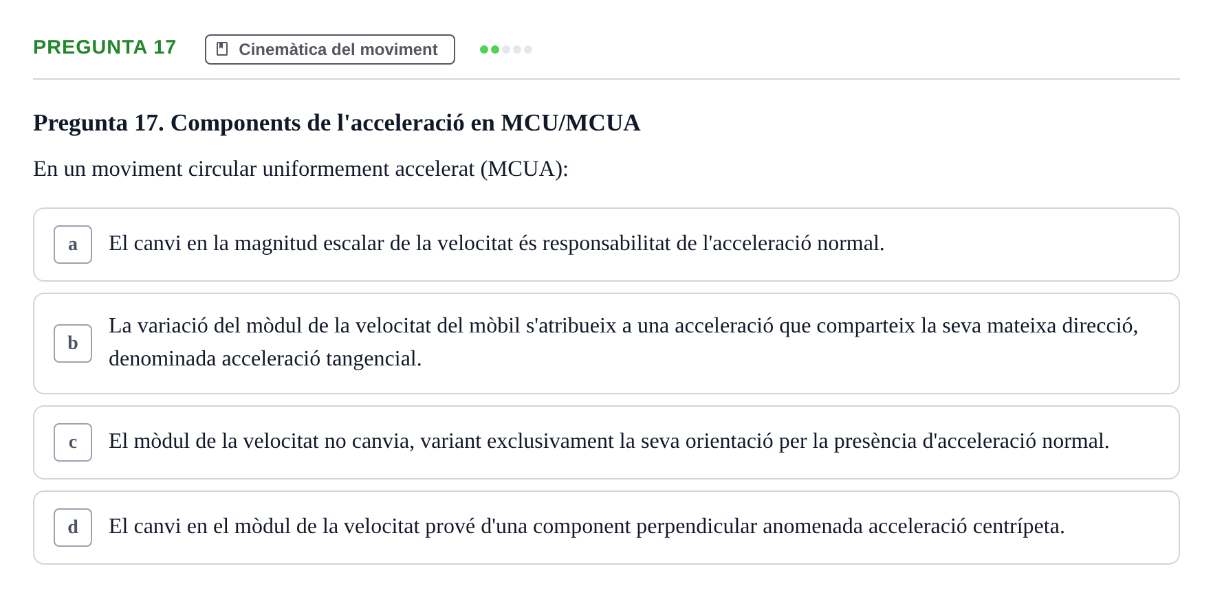 Enunciado: Pregunta 17 · Física Aplicada UAB 2023