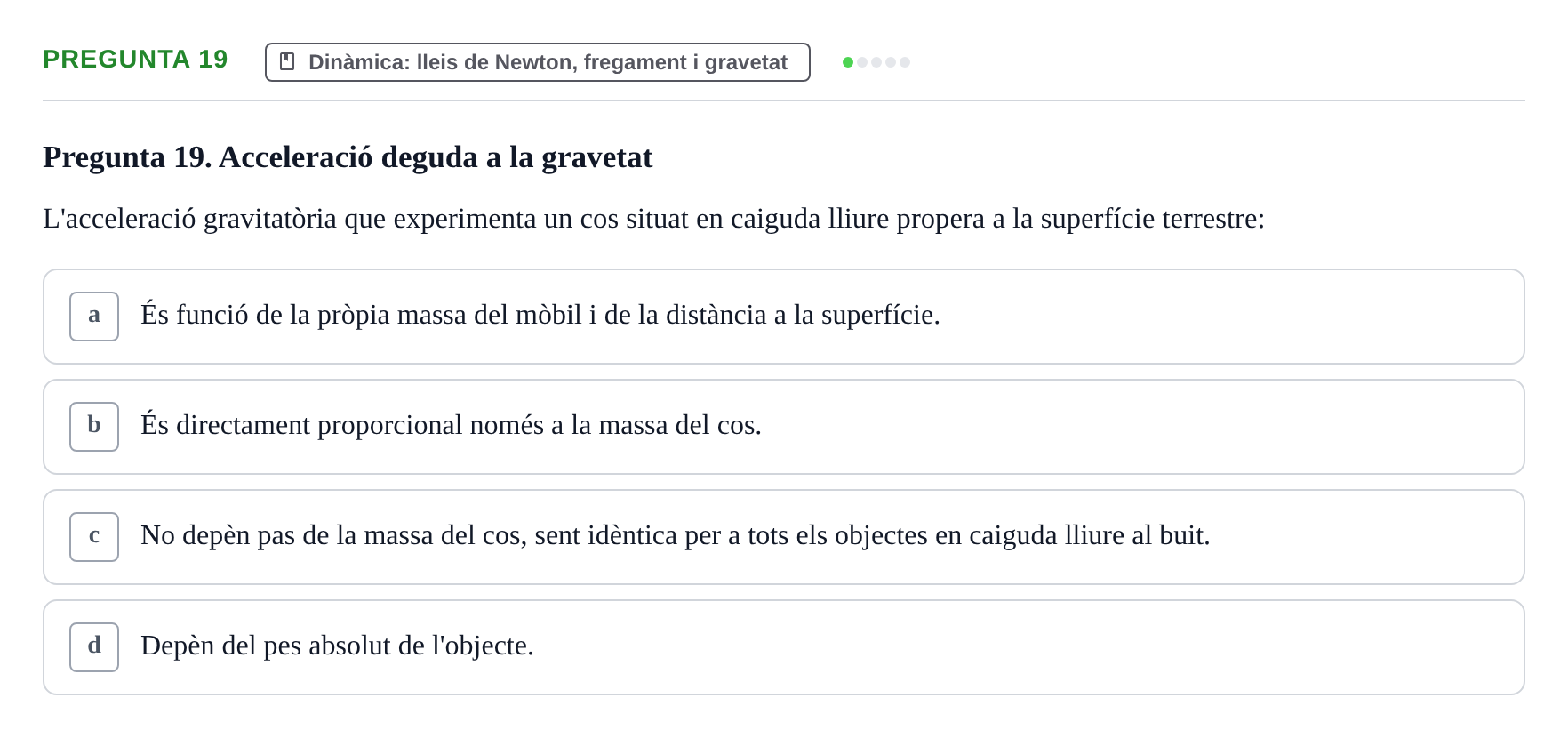 Enunciado: Pregunta 19 · Física Aplicada UAB 2023