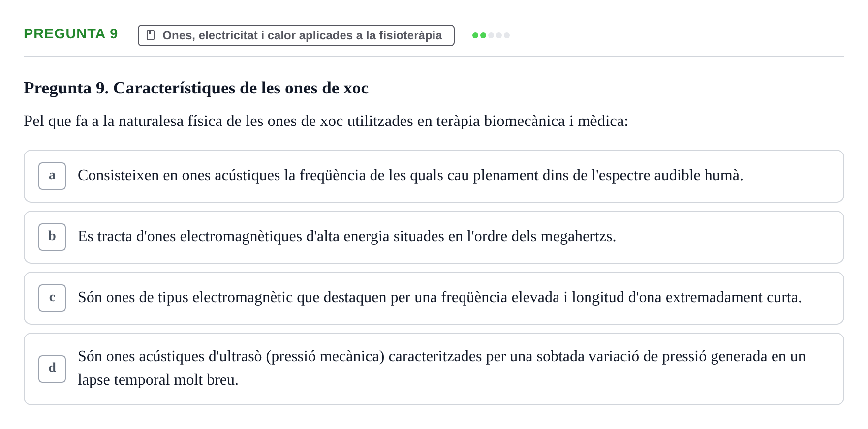 Enunciado: Pregunta 9 · Física Aplicada UAB 2023