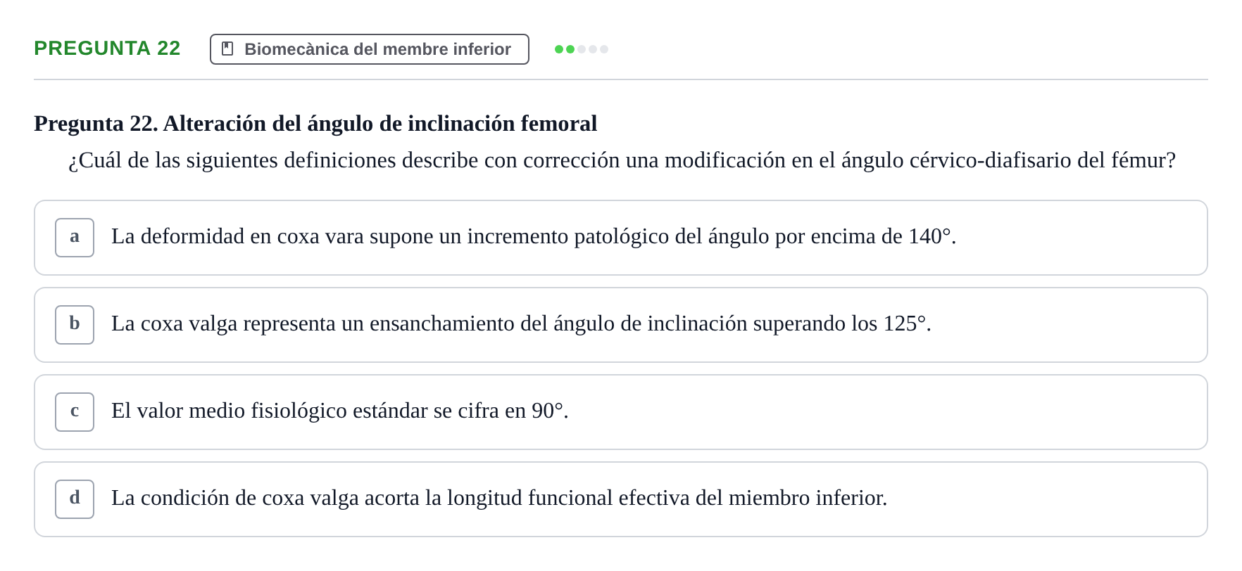 Enunciado: Pregunta 22 · Física Aplicada UAB Examen de Fundamentos Físicos y Biomecánica