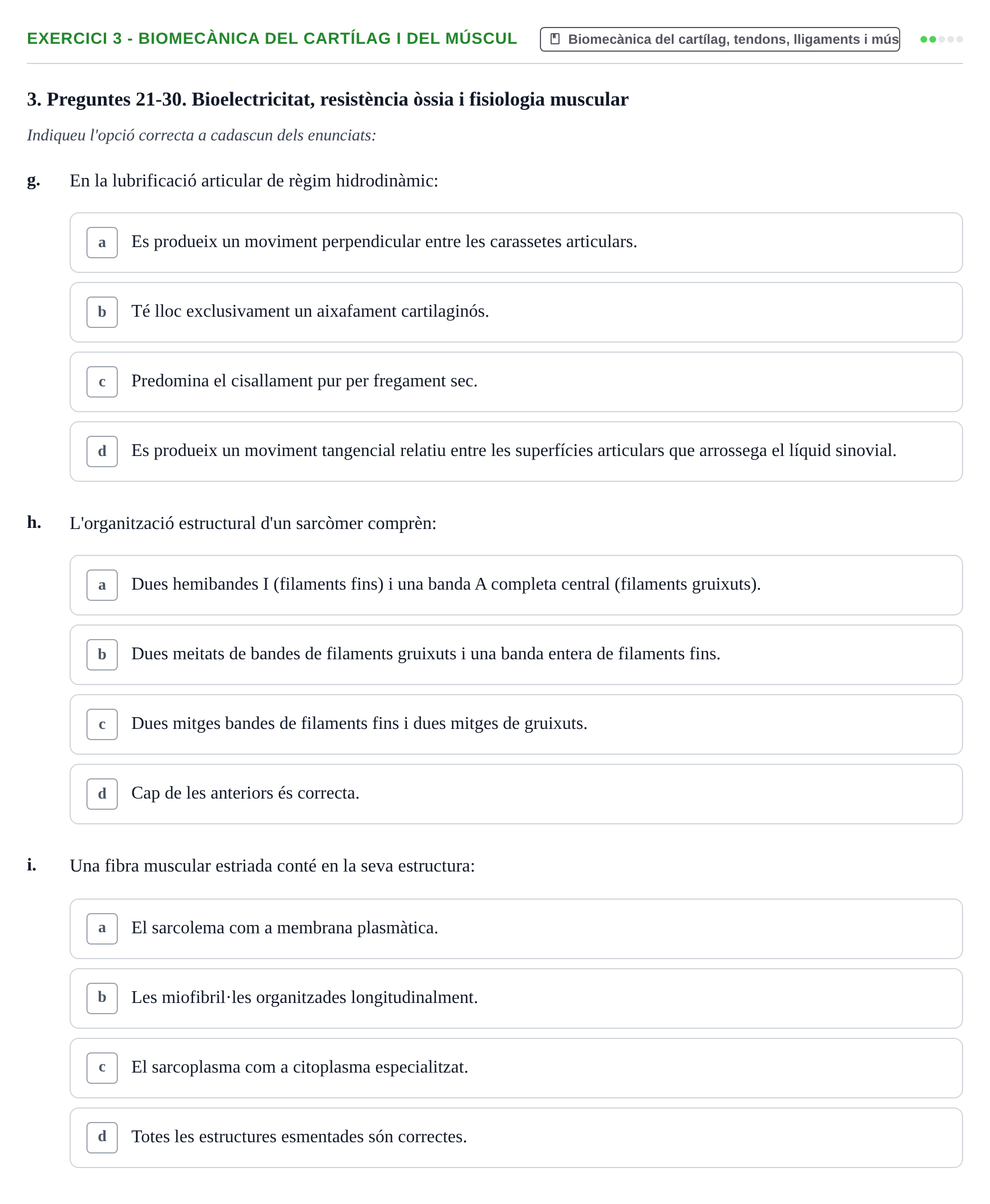 Enunciado: Ejercicio 3 - Biomecànica del cartílag i del múscul · Física Aplicada UAB Examen de Física Aplicada i Biomecànica