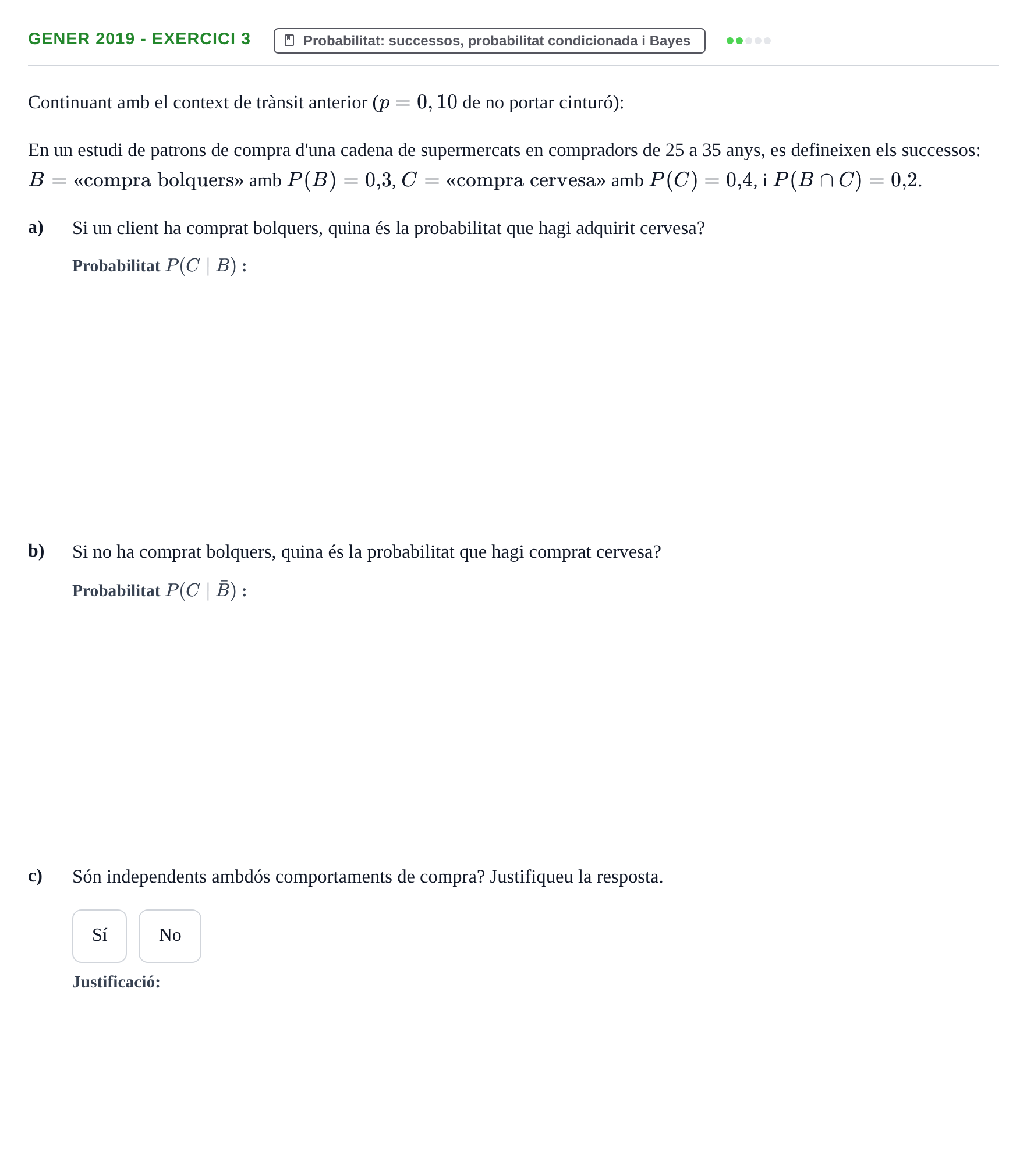 Enunciado: Ejercicio Gener 2019 - Exercici 3 · Fundamentos de Estadística UPC 2017