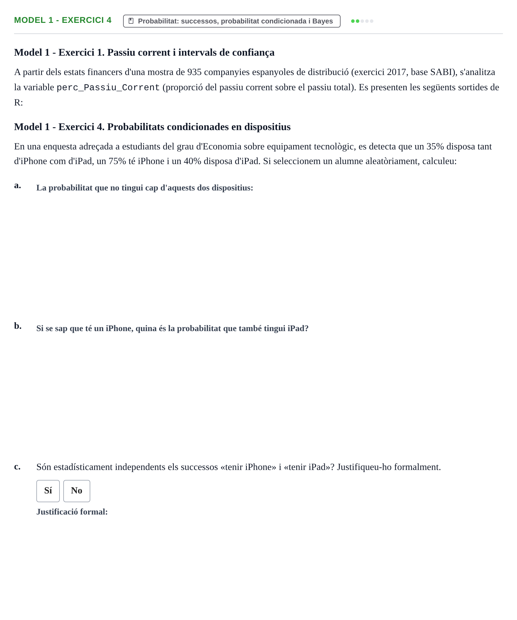 Enunciado: Ejercicio Model 1 - Exercici 4 · Fundamentos de Estadística UPC 2017