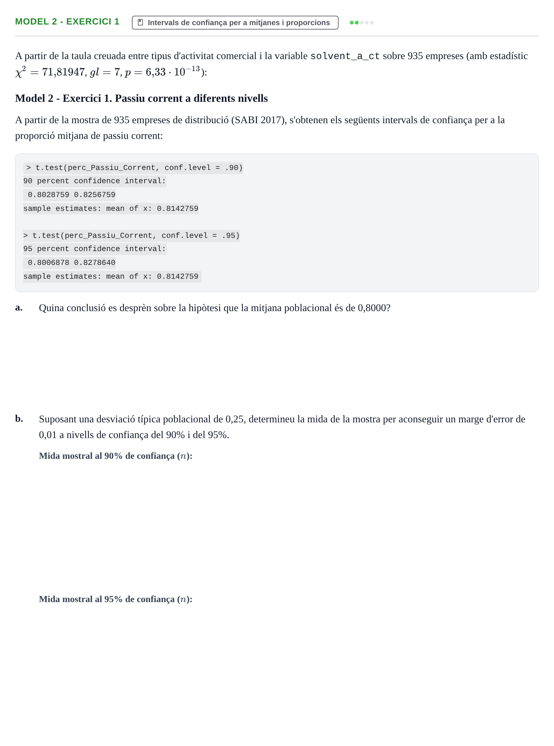 Enunciado: Ejercicio Model 2 - Exercici 1 · Fundamentos de Estadística UPC 2017