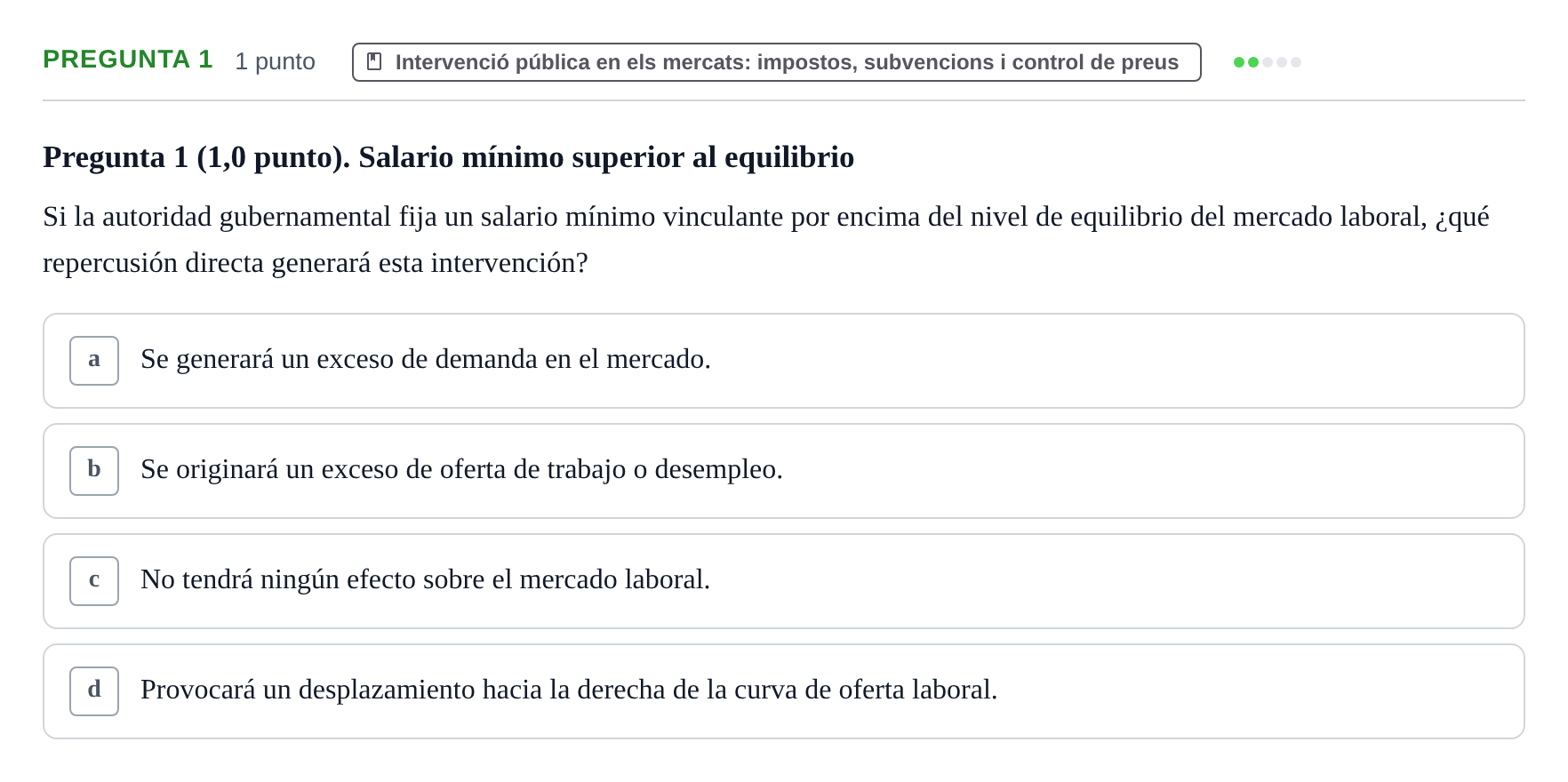 Enunciado: Pregunta 1 · Introducción a la Economía UPC Examen parcial: Fundamentos de Economía