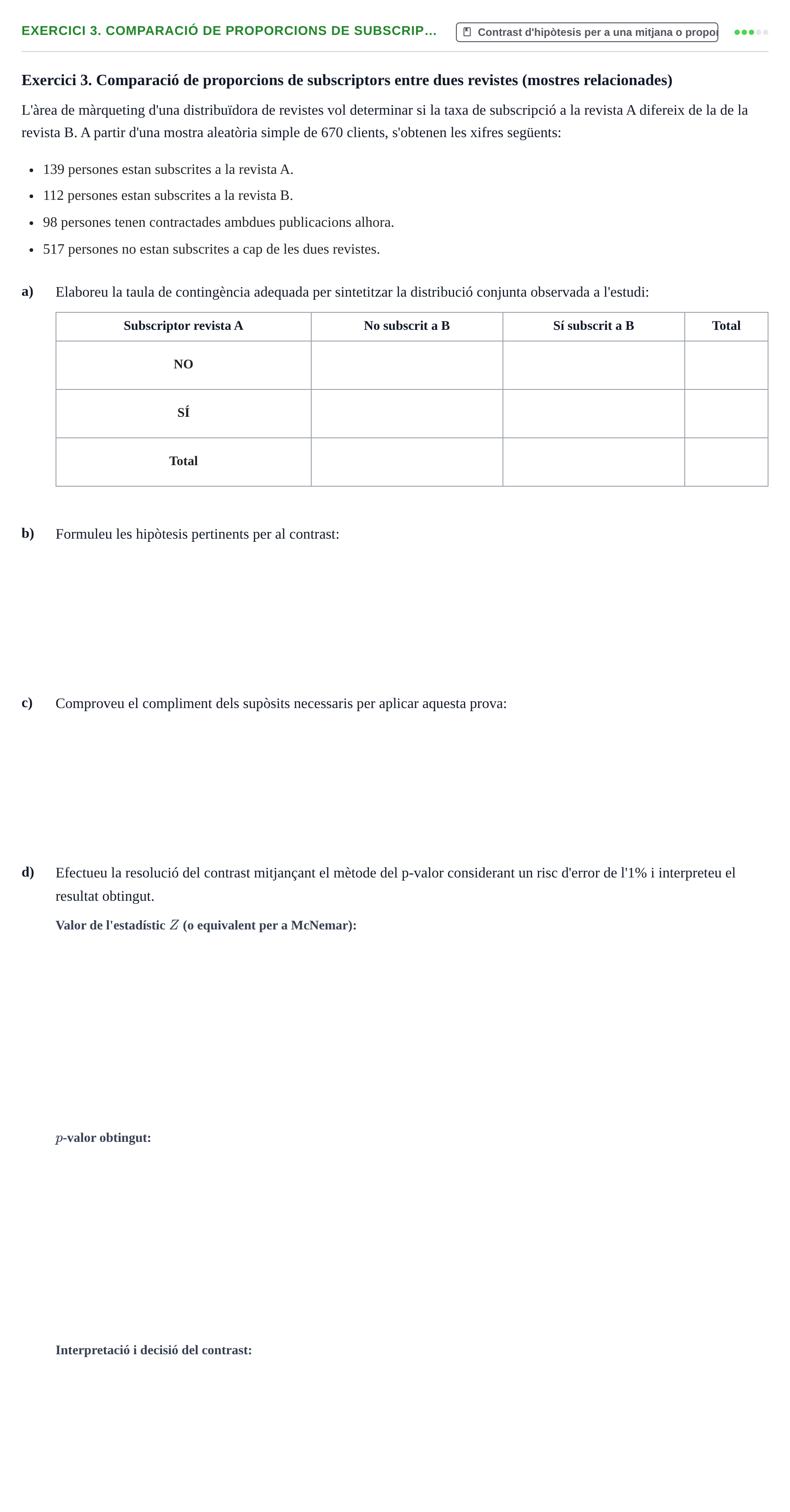 Enunciado: Exercici 3. Comparació de proporcions de subscrip… · Fundamentos de Estadística UPC 2020