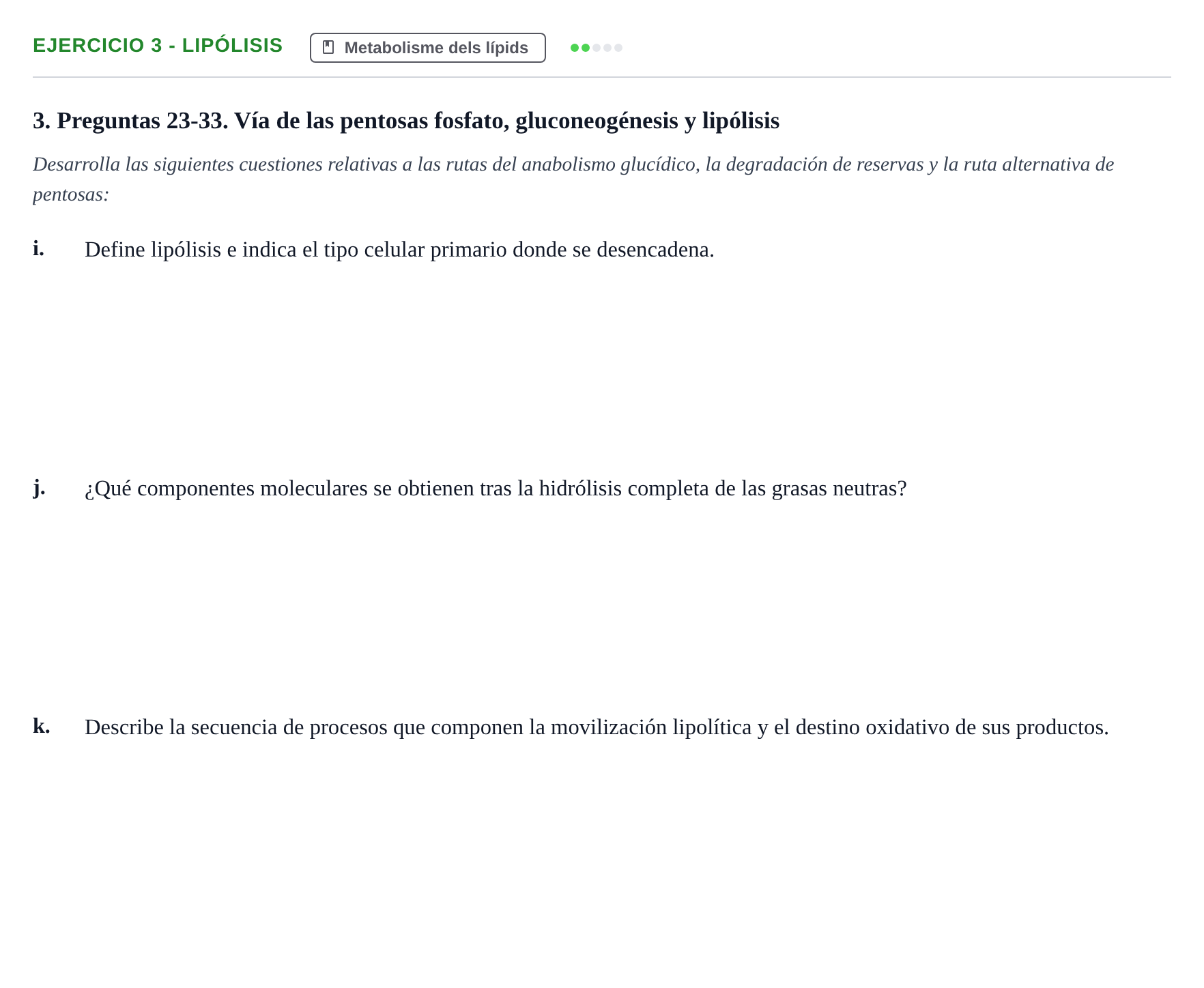 Enunciado: 3 - Lipólisis
