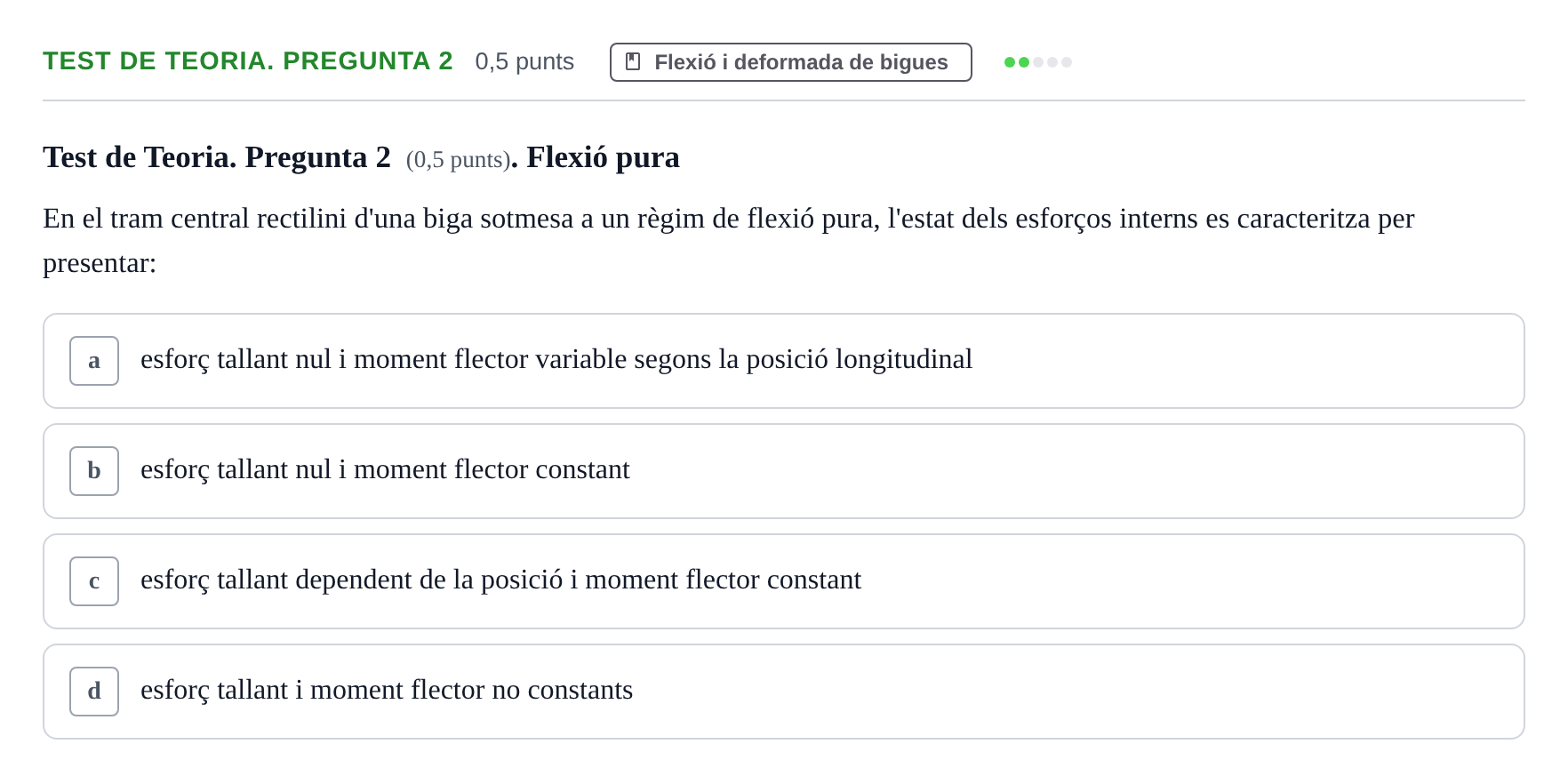 Enunciado: Ejercicio Test de Teoria. Pregunta 2 · Física I UPC 2024