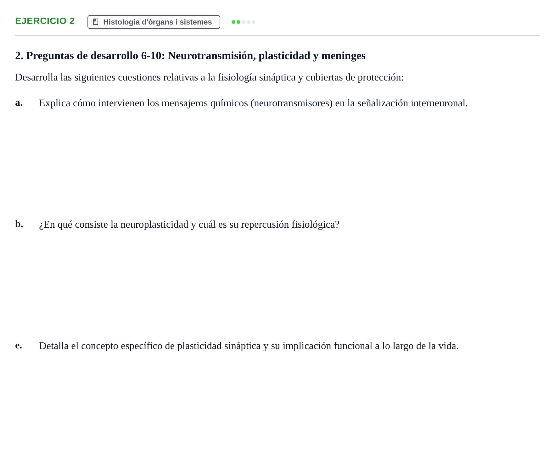 Enunciado: 2 - Histologia d'òrgans i sistemes