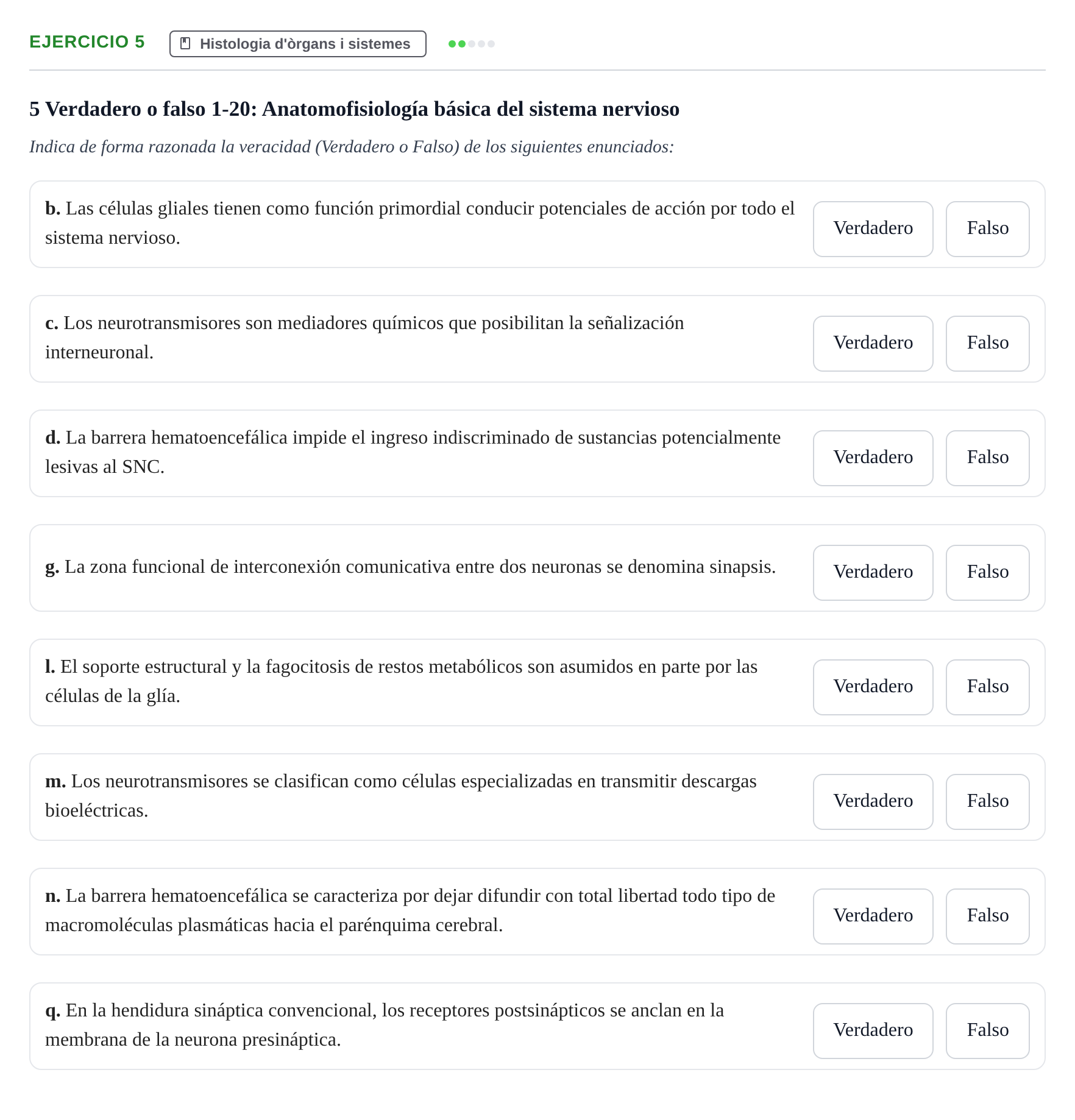 Enunciado: 5 - Histologia d'òrgans i sistemes