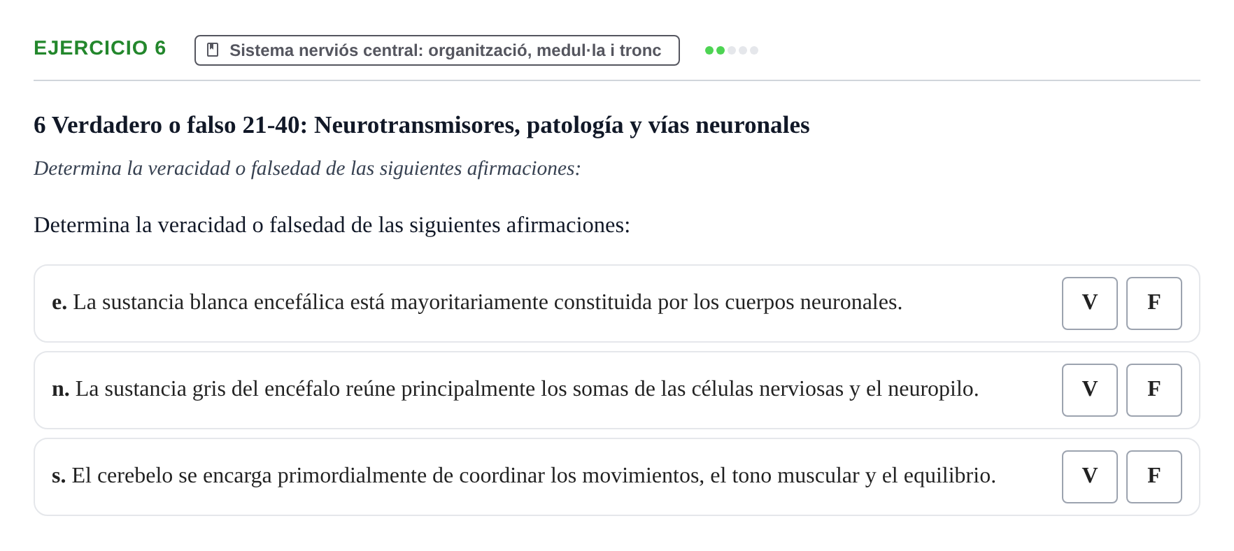 Enunciado: 6 - Sistema nerviós central: organització, medul·…