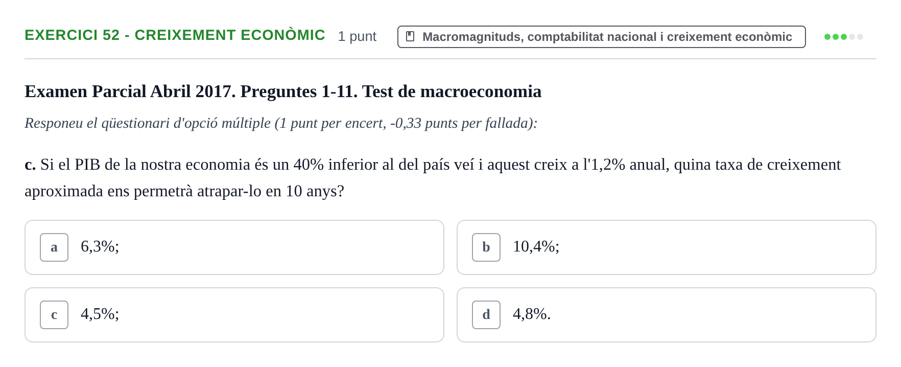 Enunciado: Ejercicio 52 - Creixement econòmic · Introducción a la Economía UPC 2017