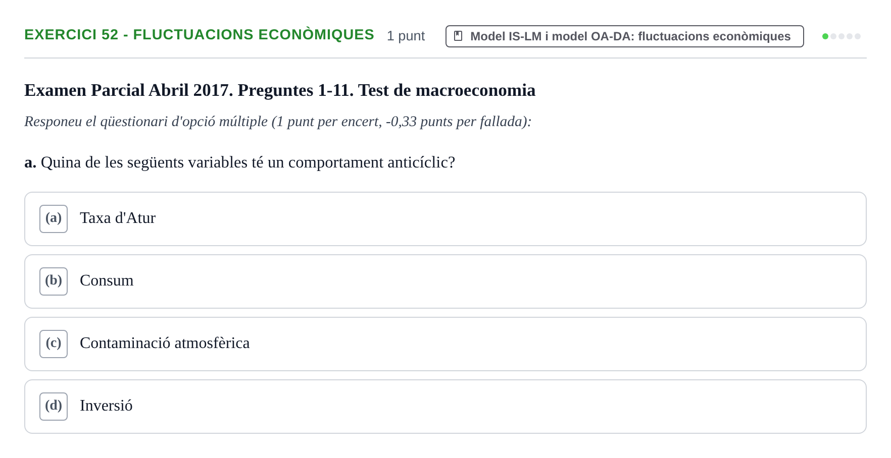 Enunciado: Ejercicio 52 - Fluctuacions econòmiques · Introducción a la Economía UPC 2017