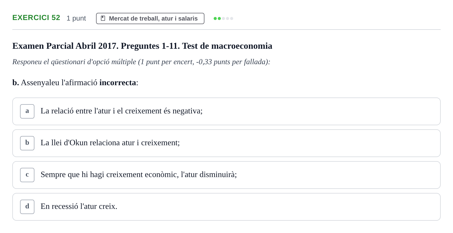 Enunciado: Ejercicio 52 - Mercat de treball · Introducción a la Economía UPC 2017