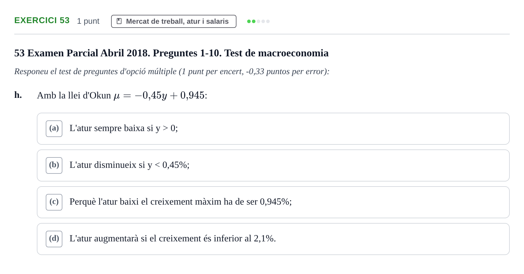 Enunciado: Ejercicio 53 - Mercat de treball · Introducción a la Economía UPC 2017