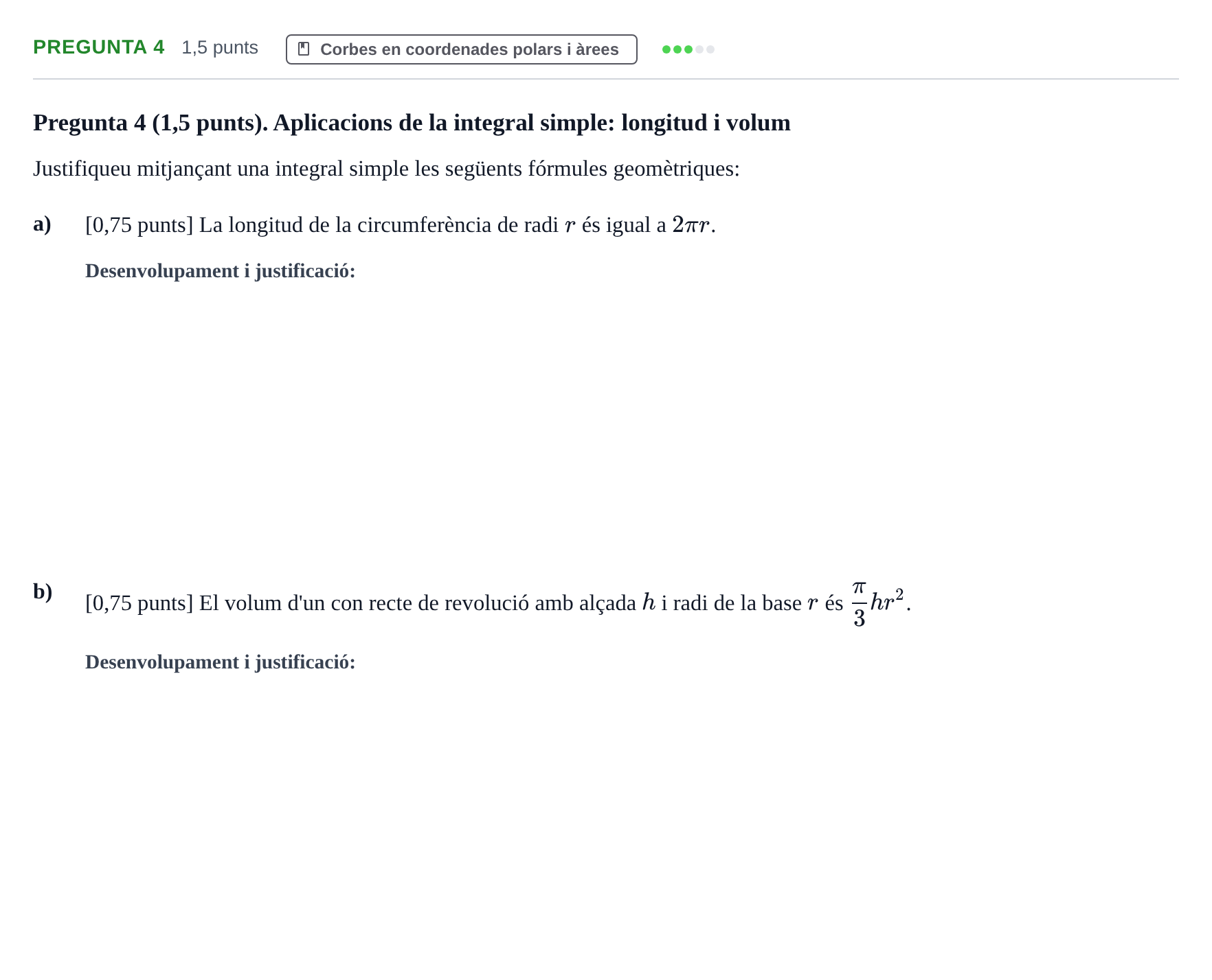 Enunciado: Pregunta 4 · Matemáticas II UPC Juny 2022