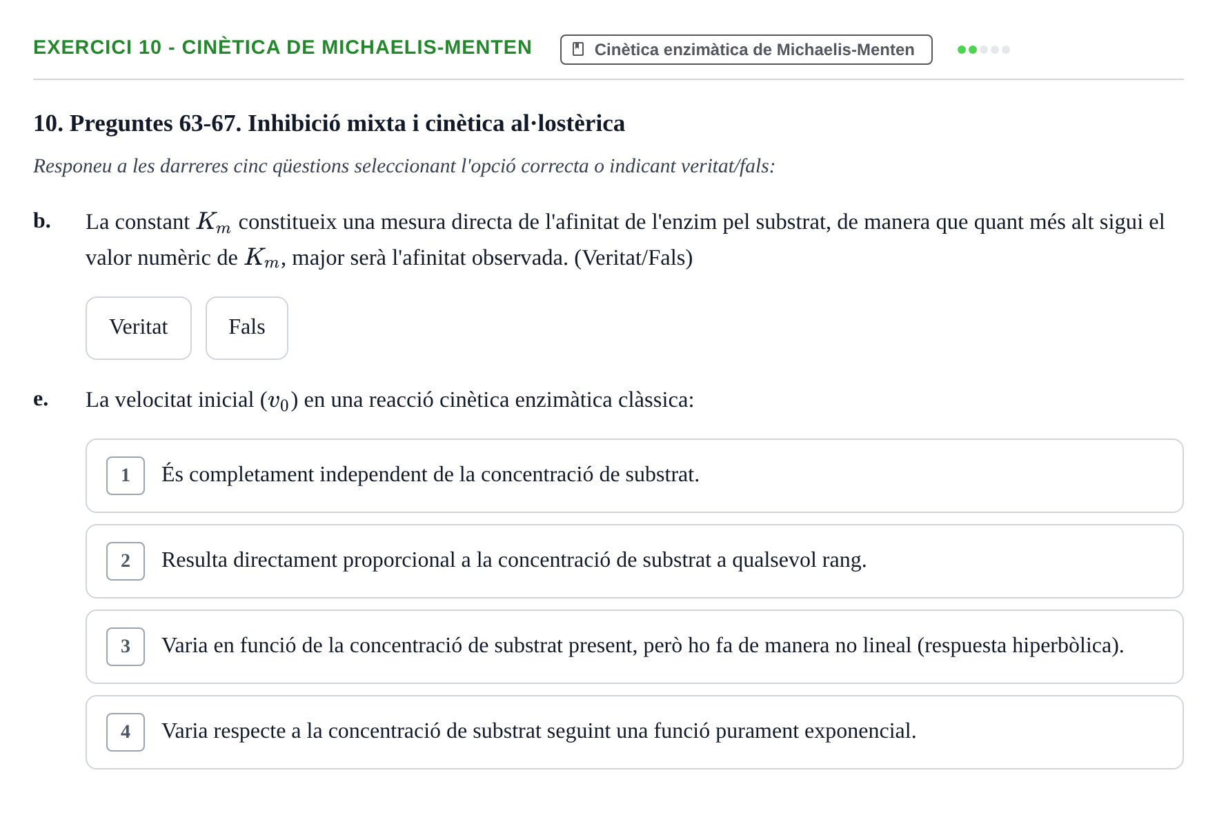 Enunciado: 10 - Cinètica de Michaelis-Menten