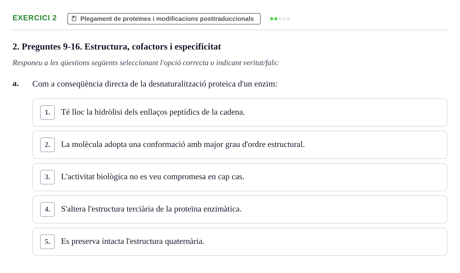 Enunciado: 2 - Plegament de proteïnes