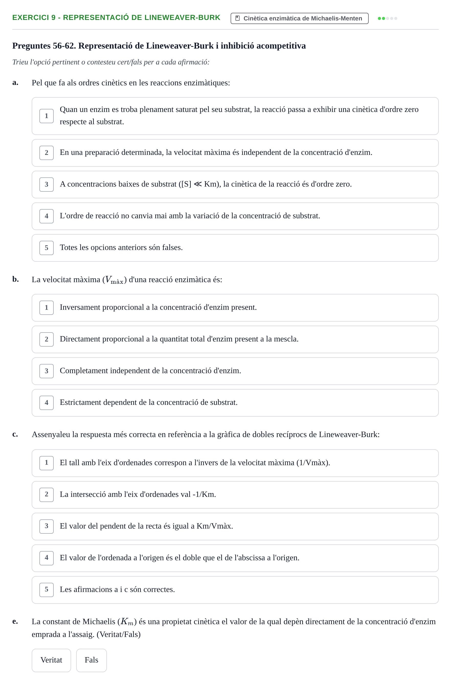 Enunciado: 9 - Representació de Lineweaver-Burk