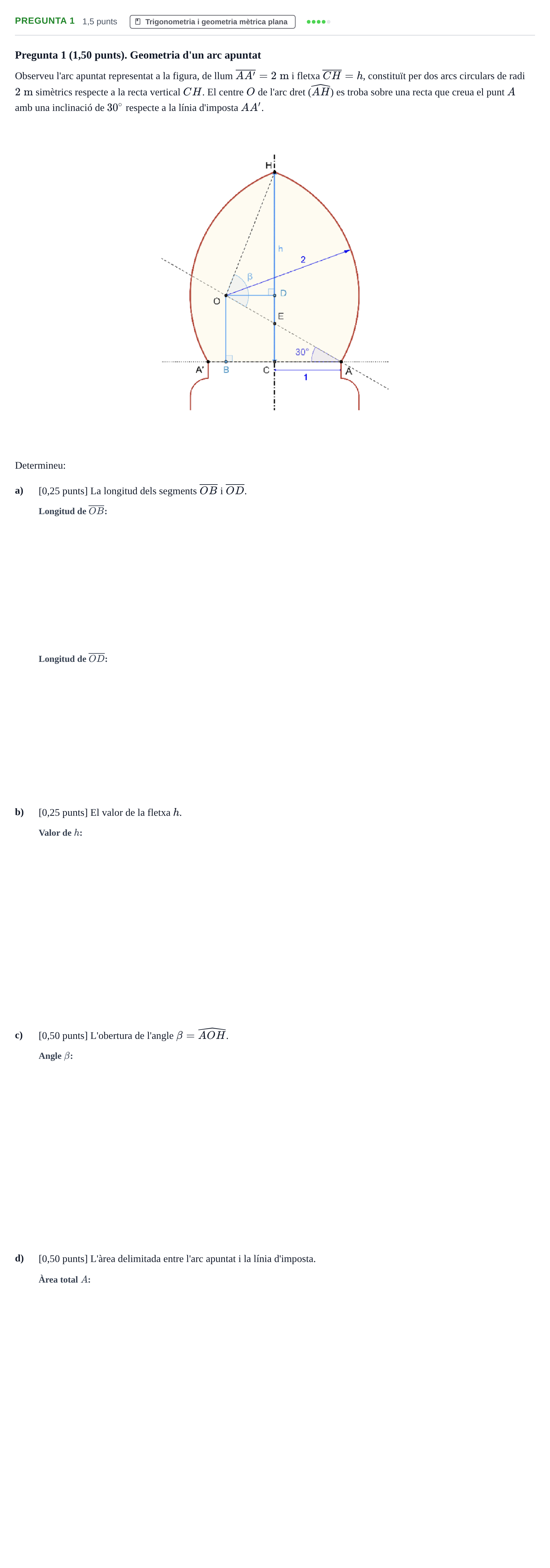 Enunciado: Pregunta 1 · Matemáticas II UPC Juny 2023