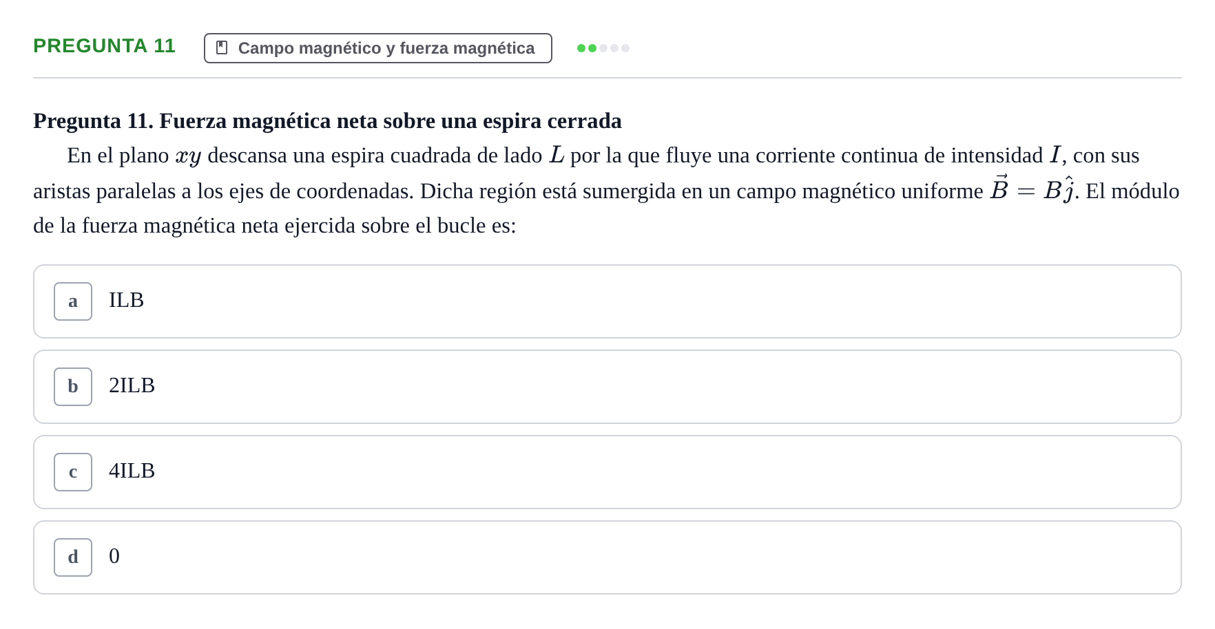 Enunciado: Pregunta 11 · Física UPC Juny 2022