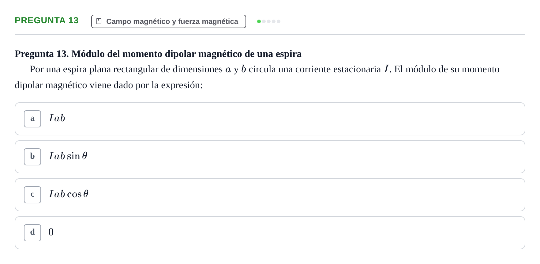 Enunciado: Pregunta 13 · Física UPC Juny 2022