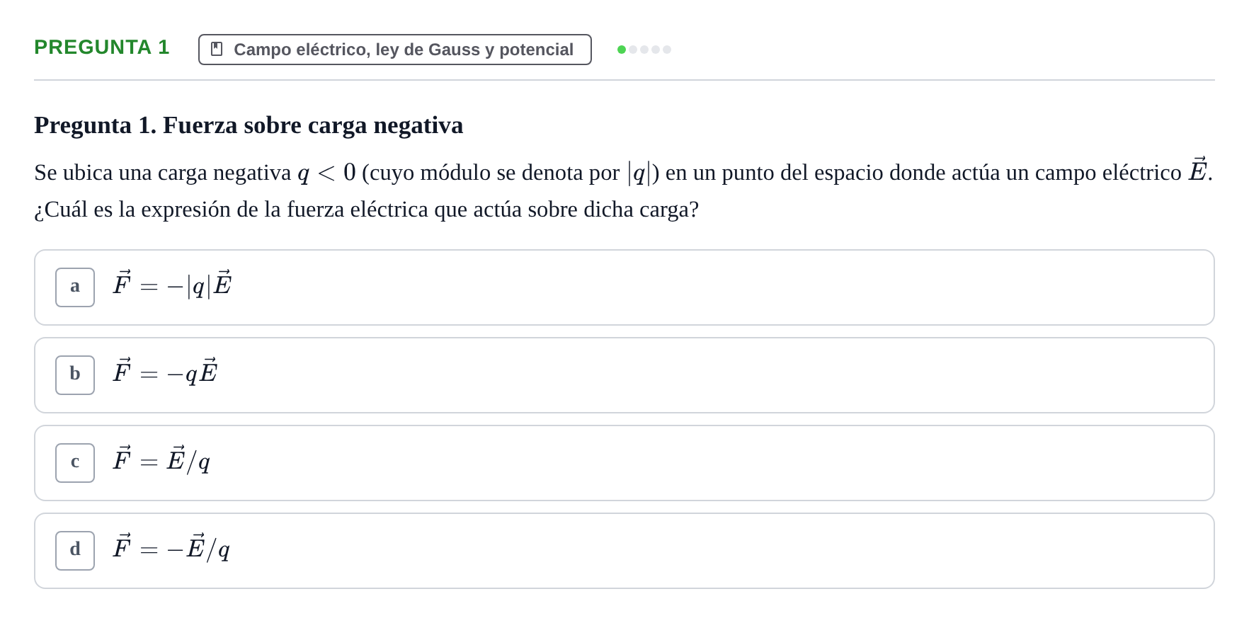 Enunciado: Pregunta 1 · Física UPC 2022