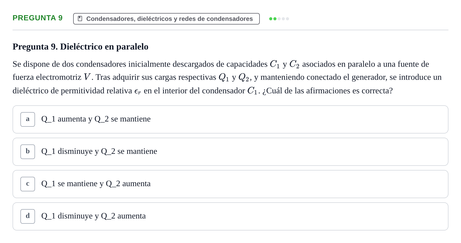 Enunciado: Pregunta 9 · Física UPC 2022