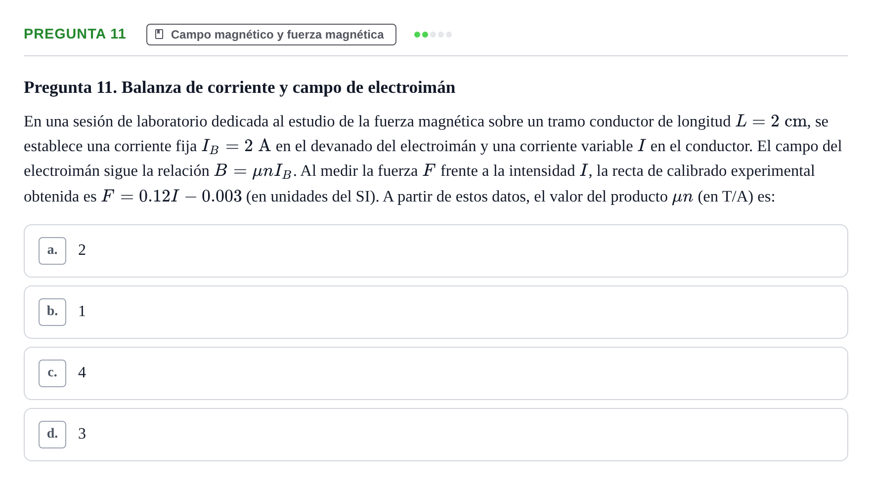 Enunciado: Pregunta 11 · Física UPC Juny 2023