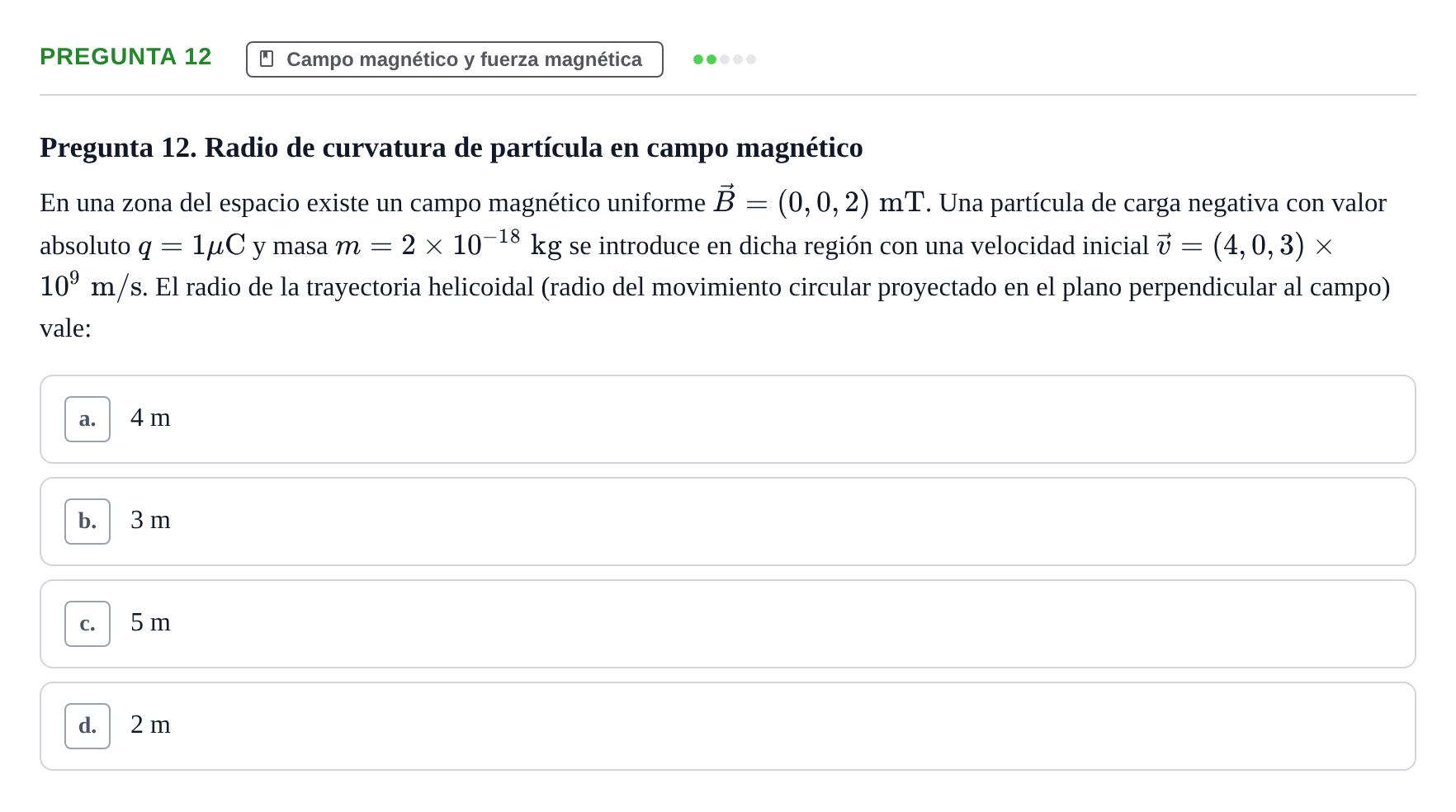 Enunciado: Pregunta 12 · Física UPC Juny 2023