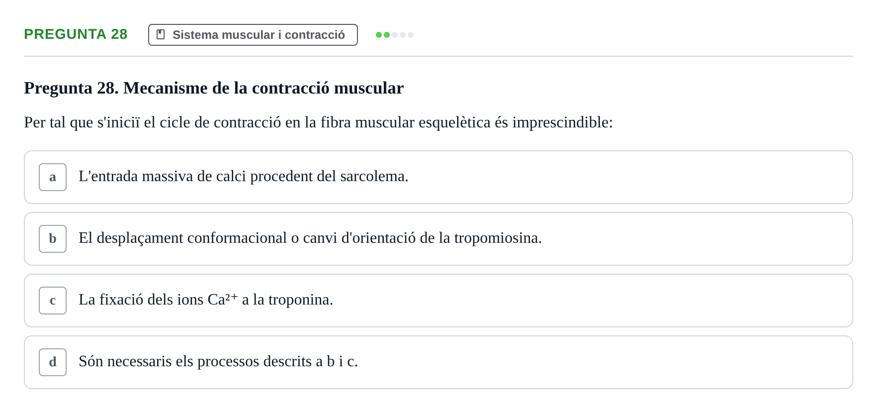 Enunciado: Pregunta 28 · Anatomia i fisiologia I URL 2011