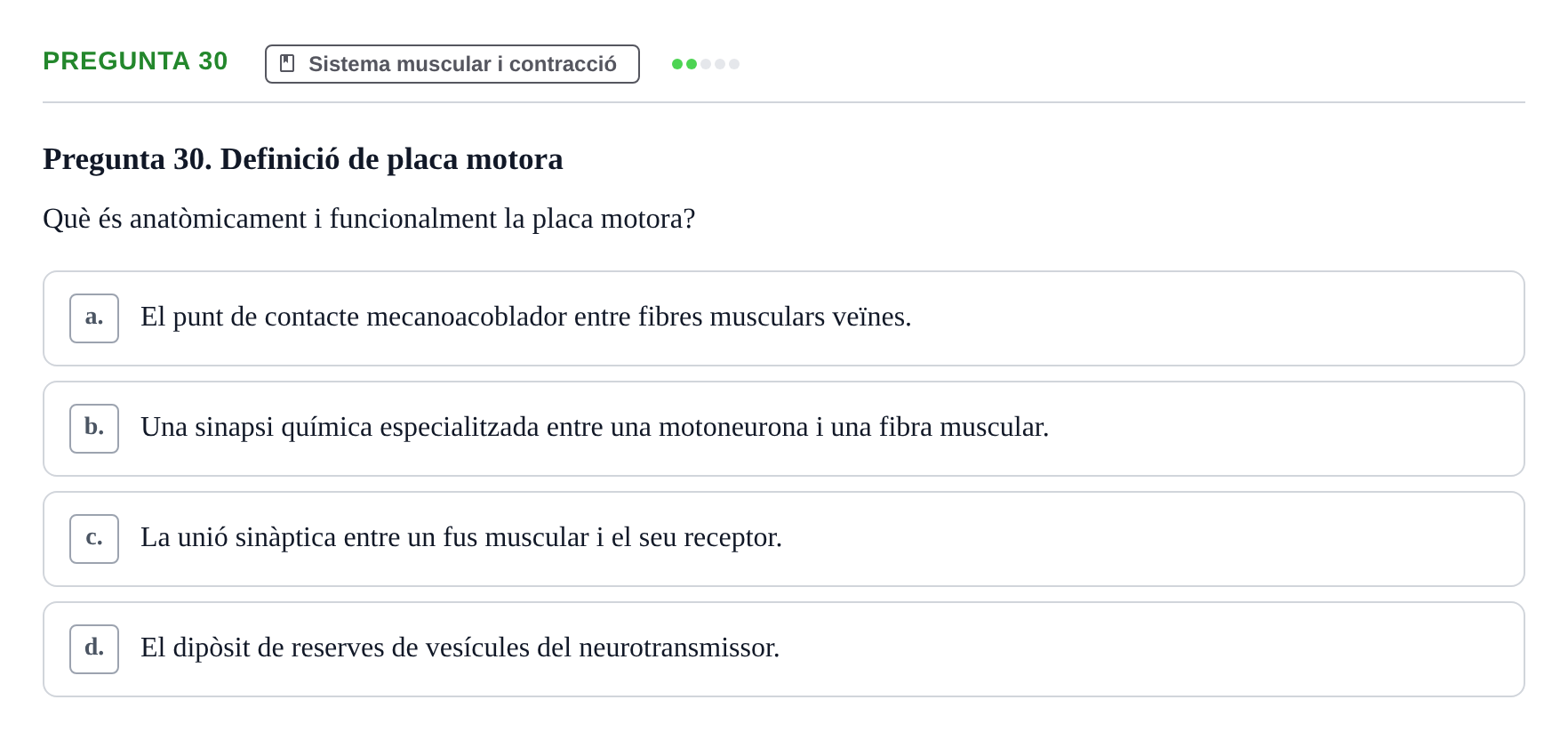 Enunciado: Pregunta 30 · Anatomia i fisiologia I URL 2011