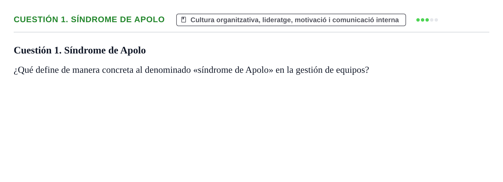 Enunciado: Cuestión 1. Síndrome de Apolo