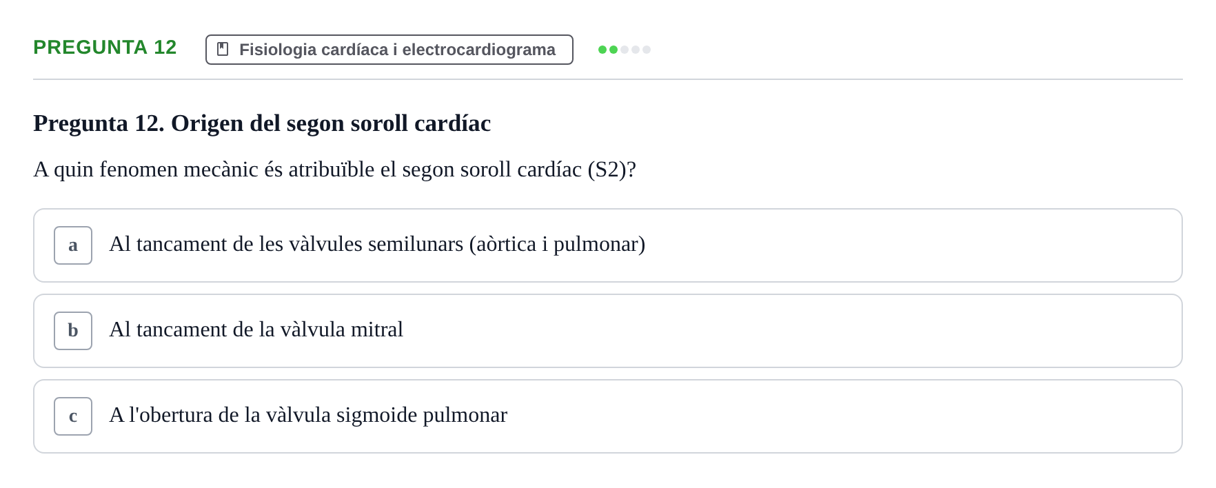 Enunciado: Pregunta 12 · Anatomia i fisiologia I URL Exemples