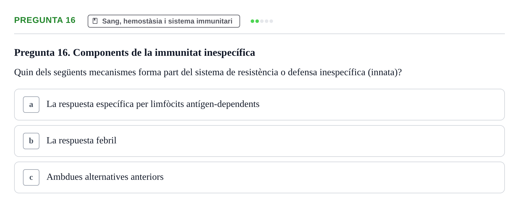 Enunciado: Pregunta 16 · Anatomia i fisiologia I URL Exemples
