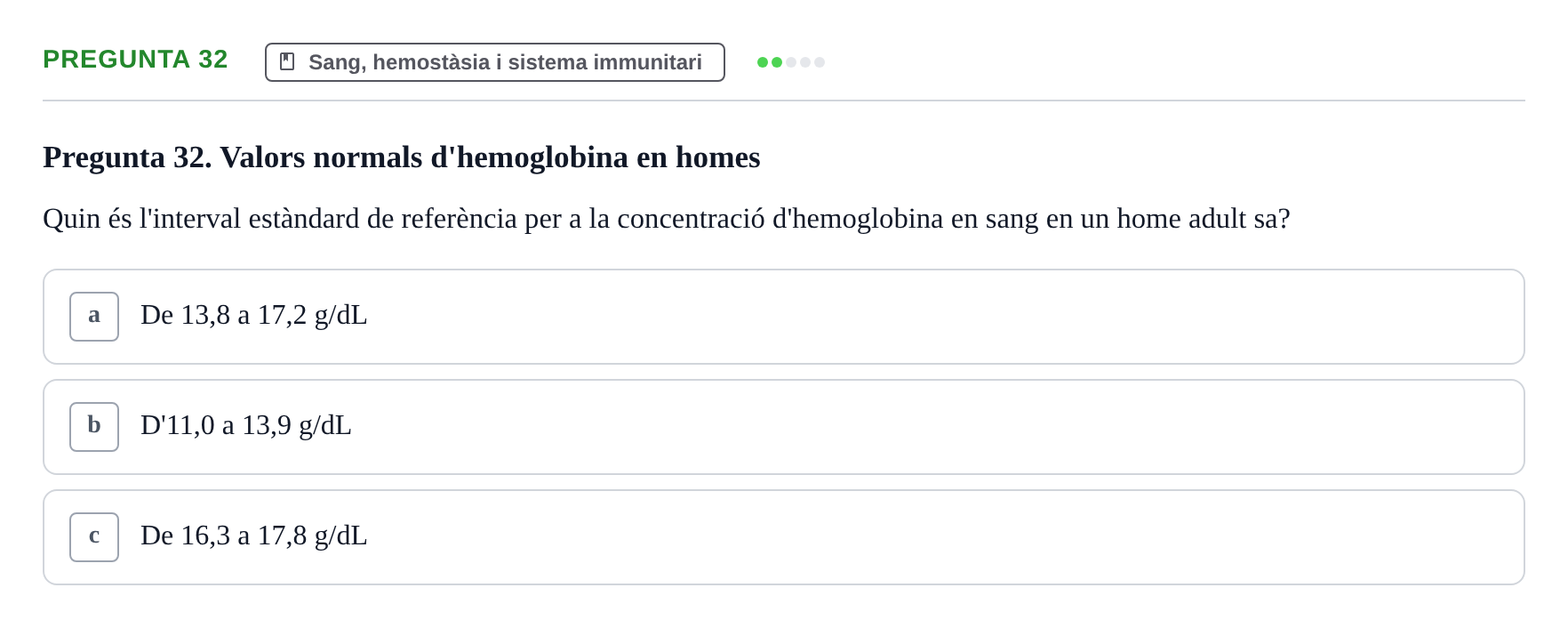 Enunciado: Pregunta 32 · Anatomia i fisiologia I URL Exemples