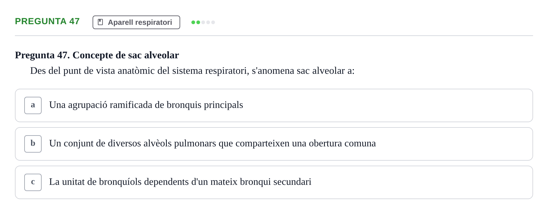 Enunciado: Pregunta 47 · Anatomia i fisiologia I URL Exemples