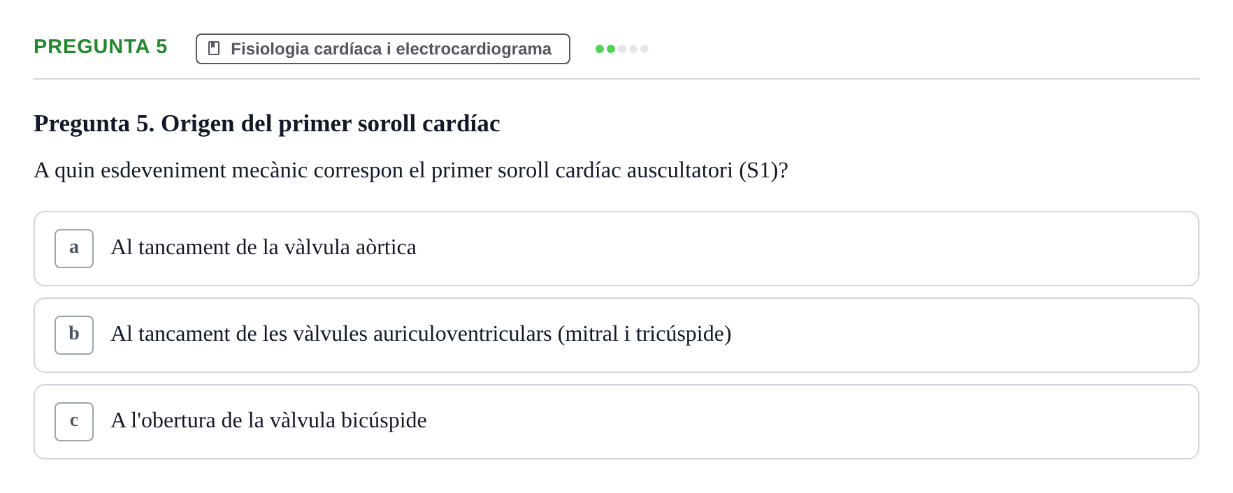 Enunciado: Pregunta 5 · Anatomia i fisiologia I URL Exemples