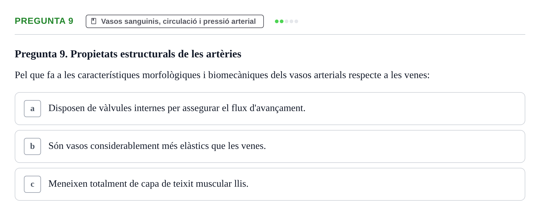 Enunciado: Pregunta 9 · Anatomia i fisiologia I URL Exemples