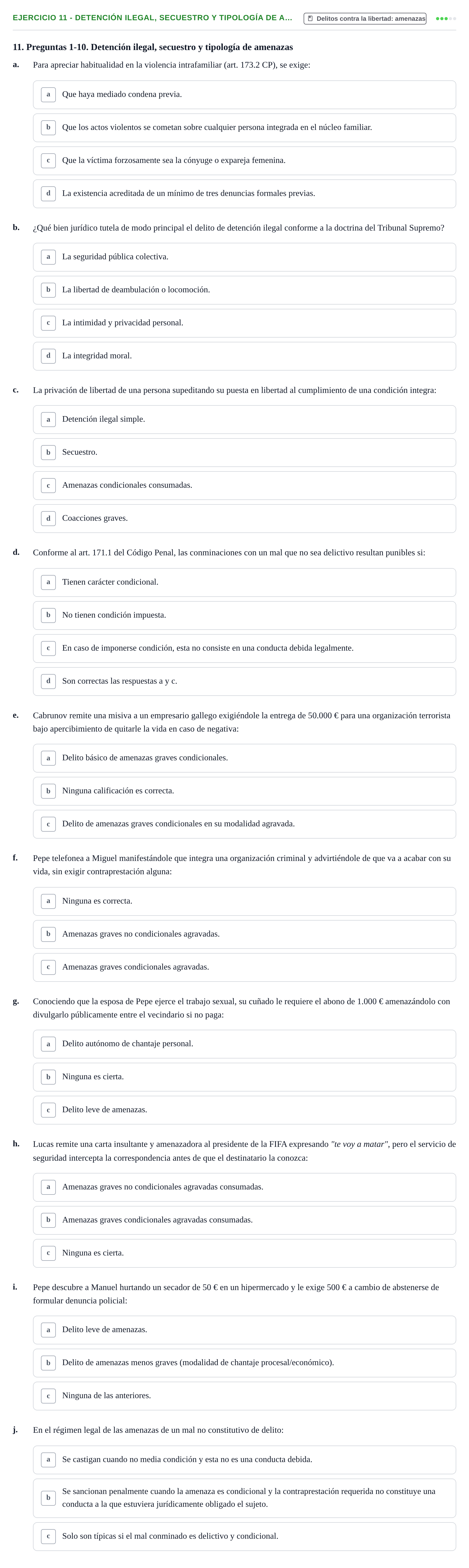 Enunciado: 11 - Detención ilegal, secuestro y tipología de a…