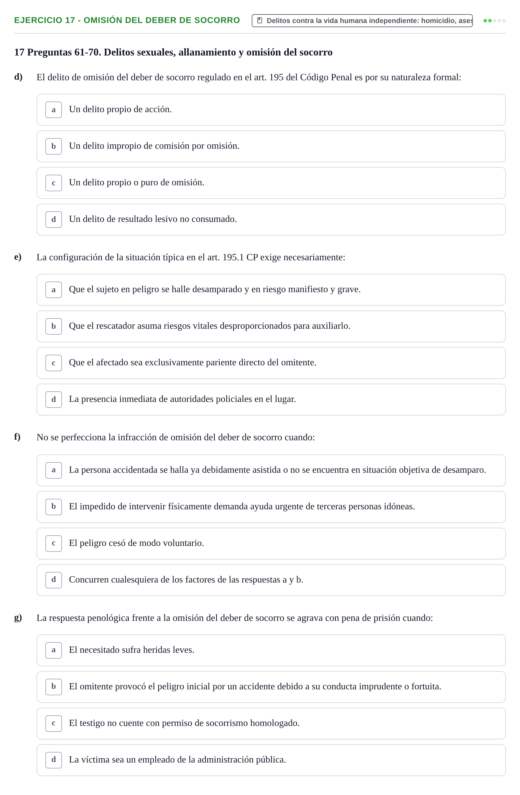 Enunciado: 17 - Omisión del deber de socorro