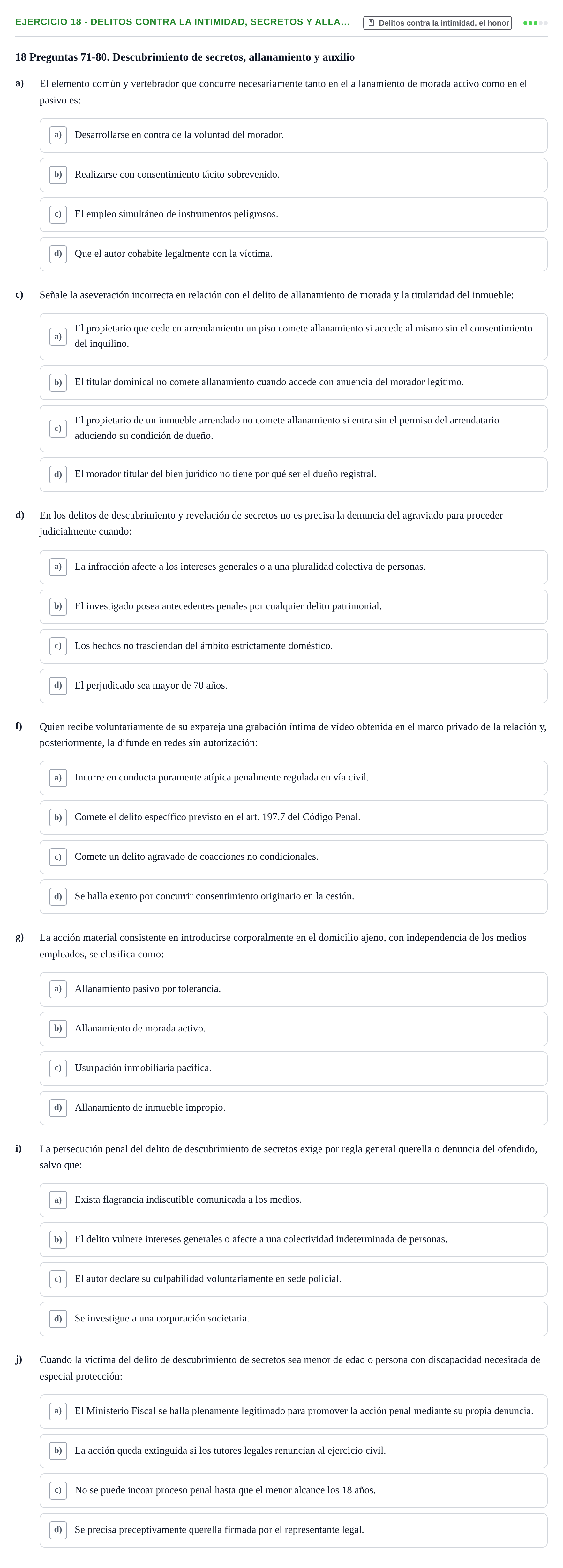 Enunciado: 18 - Delitos contra la intimidad, secretos y alla…
