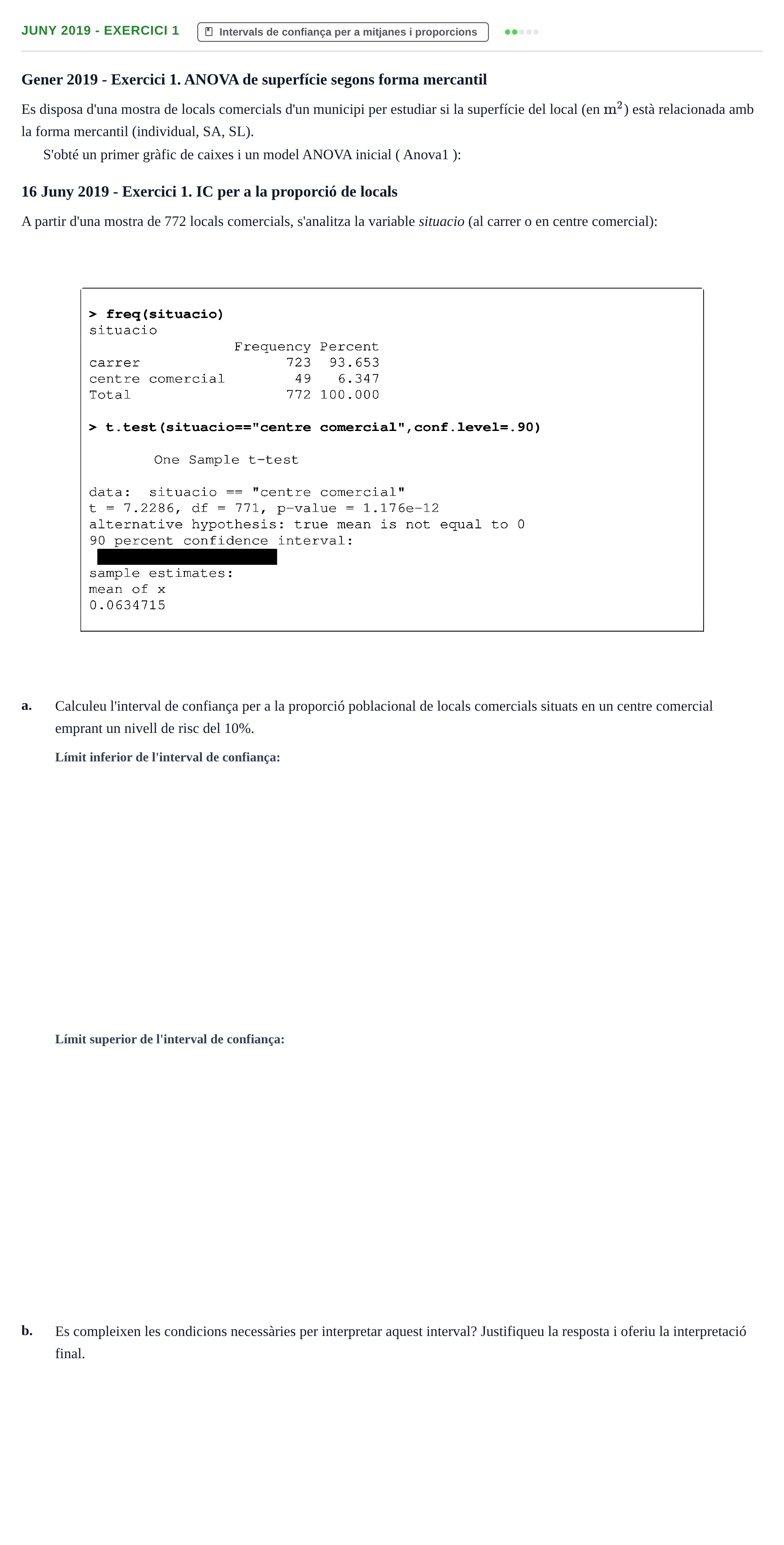 Enunciado: Ejercicio Juny 2019 - Exercici 1 · Estadística y Visualización de Datos UPC 2017