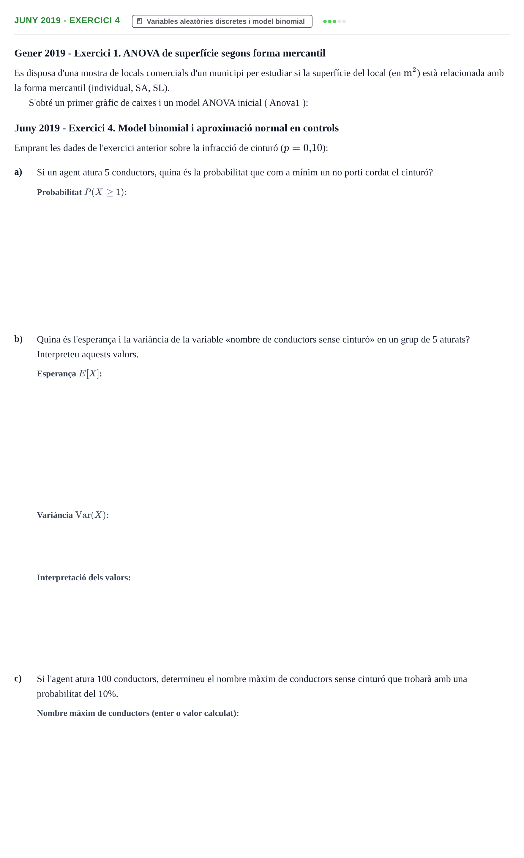 Enunciado: Ejercicio Juny 2019 - Exercici 4 · Estadística y Visualización de Datos UPC 2017