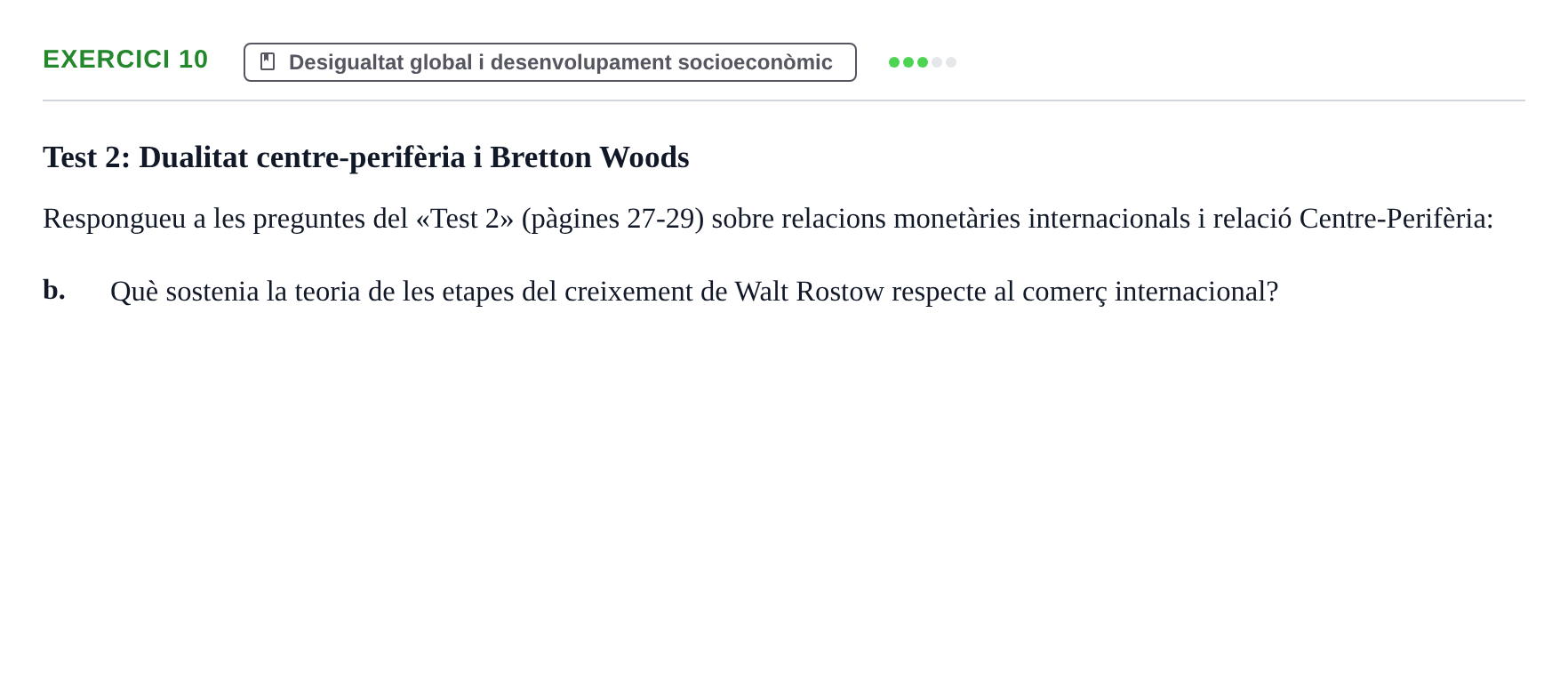Enunciado: 10 - Desigualtat global i desenvolupament