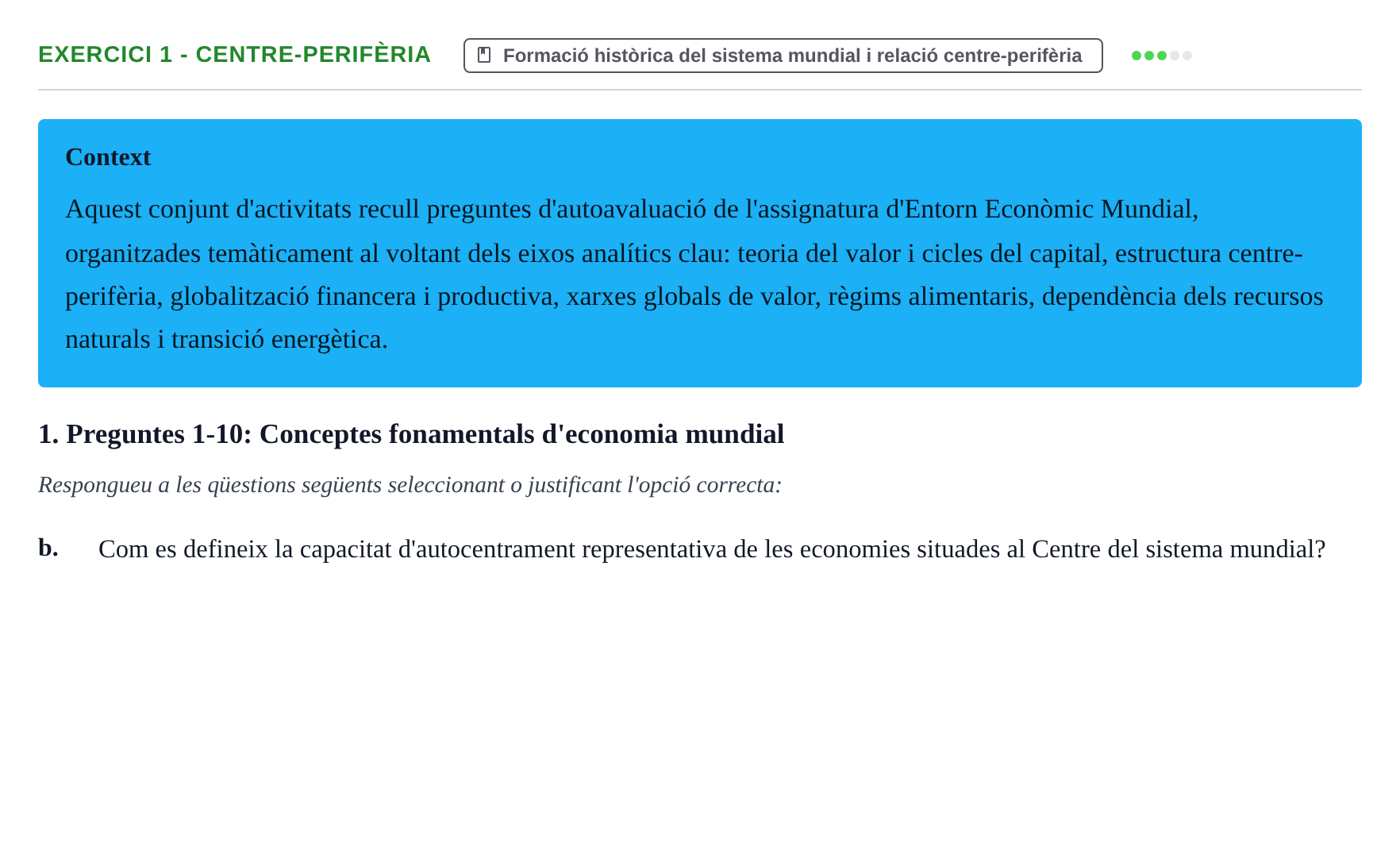 Enunciado: 1 - Centre-perifèria
