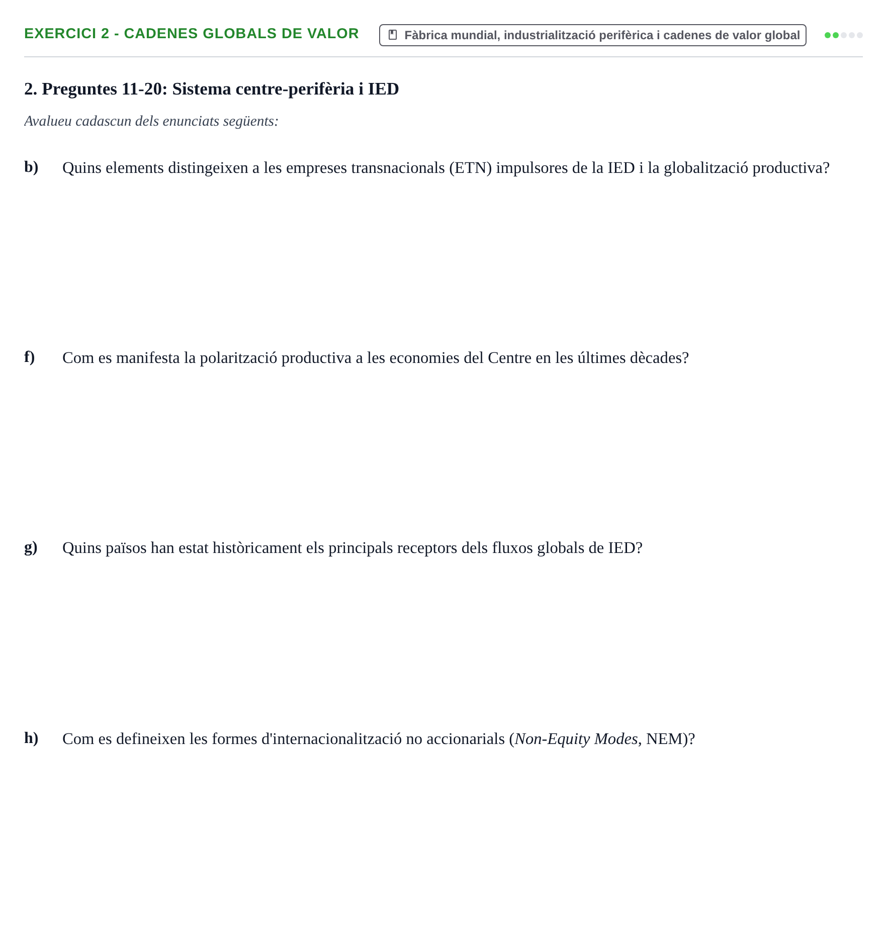 Enunciado: 2 - Cadenes globals de valor