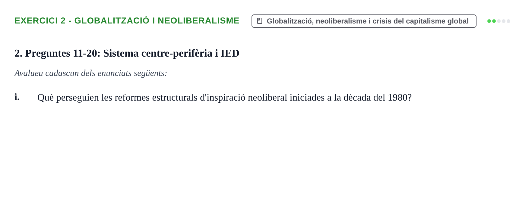 Enunciado: 2 - Globalització i neoliberalisme